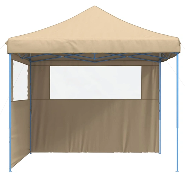 Pop-up парти шатра 2,9 x 2,9 м бежова — оксфорд с PVC — 2 стени — стомана - Image 4