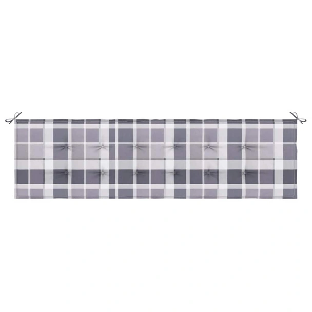 Възглавница за пейка 180x50x4 см сиво каре — оксфорд плат - Image 4