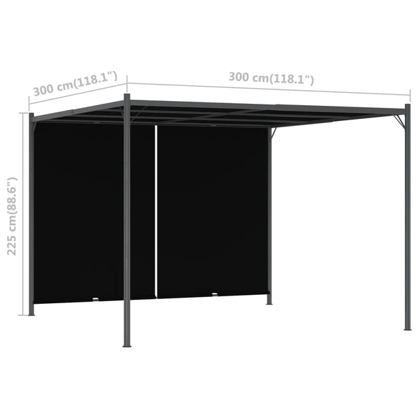 Градинска пергола с прибиращ се покрив, 3x3 м, антрацит-VL49324 - Image 7