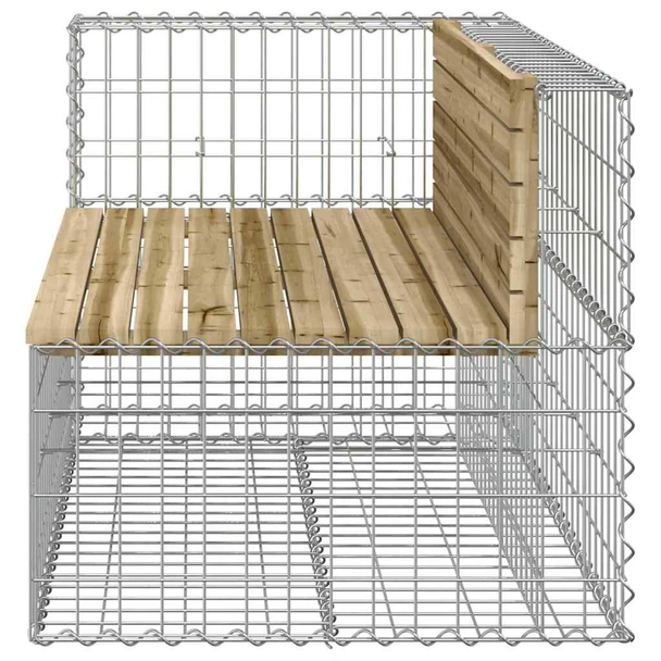 Градинска пейка 122x71x65,5 см — импрегниран бор — с габион - Image 4