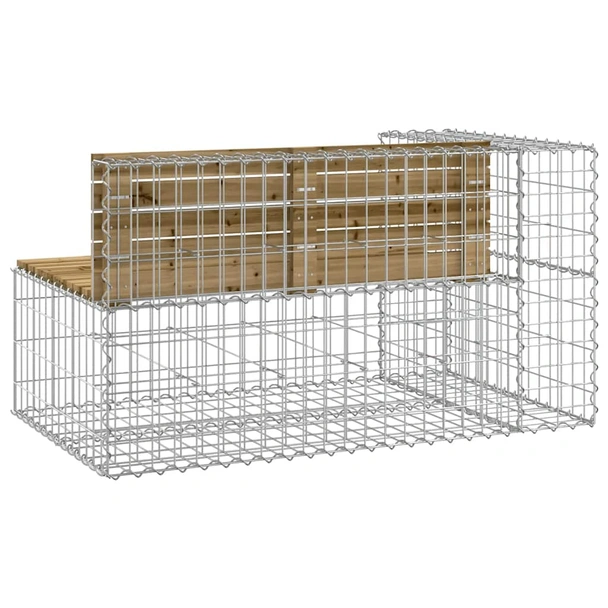 Градинска пейка 122x71x65,5 см — импрегниран бор — с габион - Image 5
