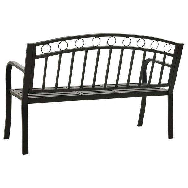 Градинска пейка с масичка 120 × 51 × 60 см черна — стомана - Image 5