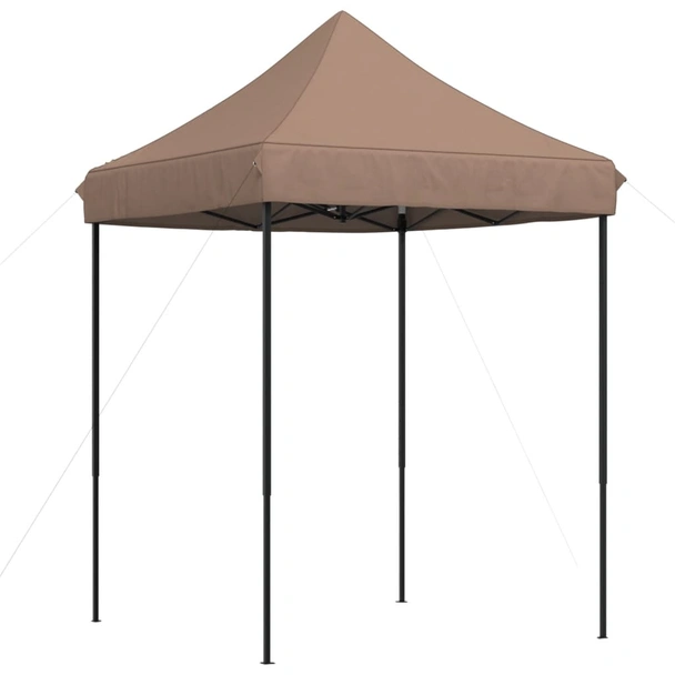Pop-up парти шатра 2 x 2 м кафява — оксфорд с PVC — стоманена рамка - Image 5