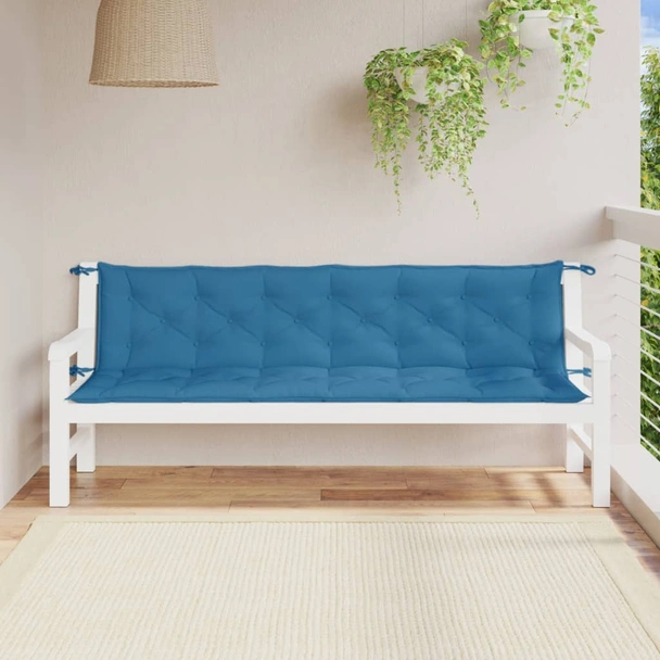 Възглавници за градинска пейка 2бр сини 200x50x7 см — комплект - Image 3