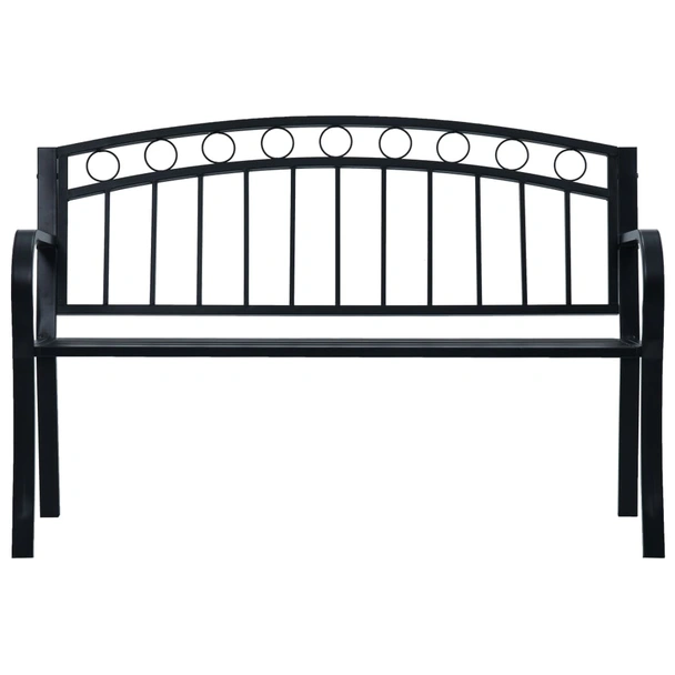 Градинска пейка 125x53x84 см черна — стомана — с подлакътници - Image 2