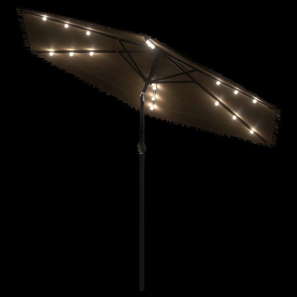 Градински чадър 2.7 x 2.7 м кафяв — слама — LED — стоманена - Image 8