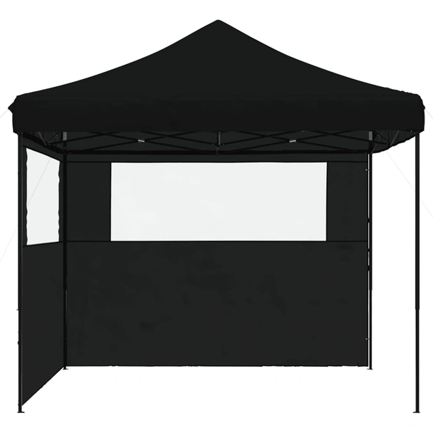 Pop-up парти шатра 2,9 x 2,9 м черна — оксфорд с PVC — 2 стени — стомана - Image 5