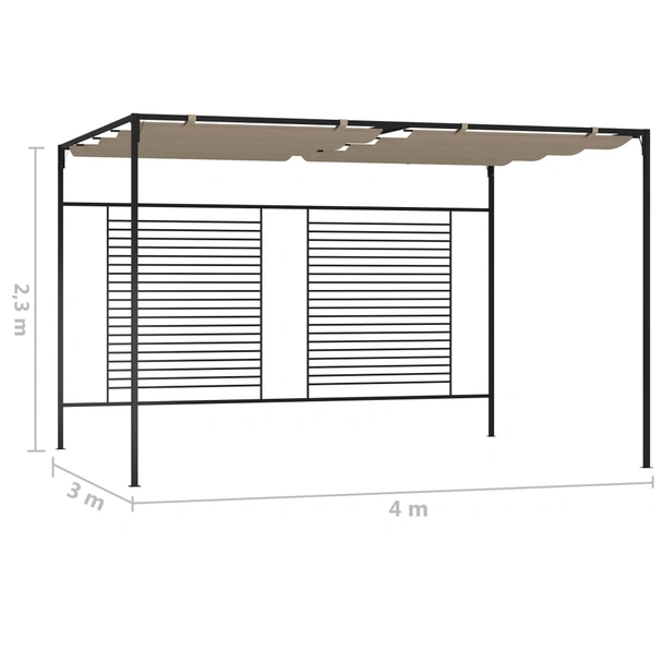 Шатра 3 x 4 м таупе — полиестер 180 г/м² — прибиращ се покрив — желязна рамка - Image 7