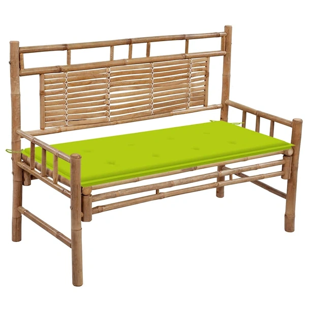 Градинска пейка 120x55x90 см кафява — бамбук — яркозелена (4 см)