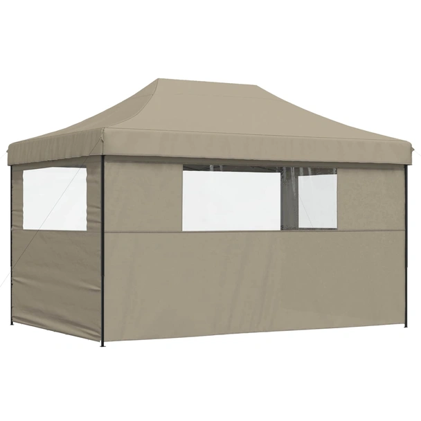 Pop-up парти шатра 4,4 x 2,9 м таупе — оксфорд с PVC — 3 стени — стомана - Image 5