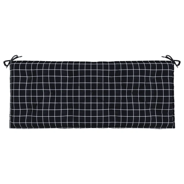 Възглавница за пейка 120x50x7 см — черно каре — текстил - Image 4
