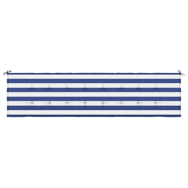 Възглавница за пейка 200x50x4 см синьо-бяло райе — оксфорд плат - Image 4