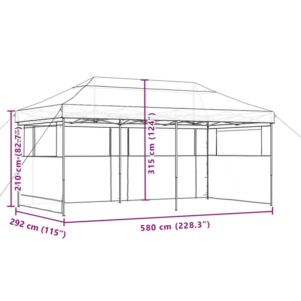 Pop-up парти шатра 5,8 x 2,9 м зелена — оксфорд с PVC — 3 стени — стомана - Image 9