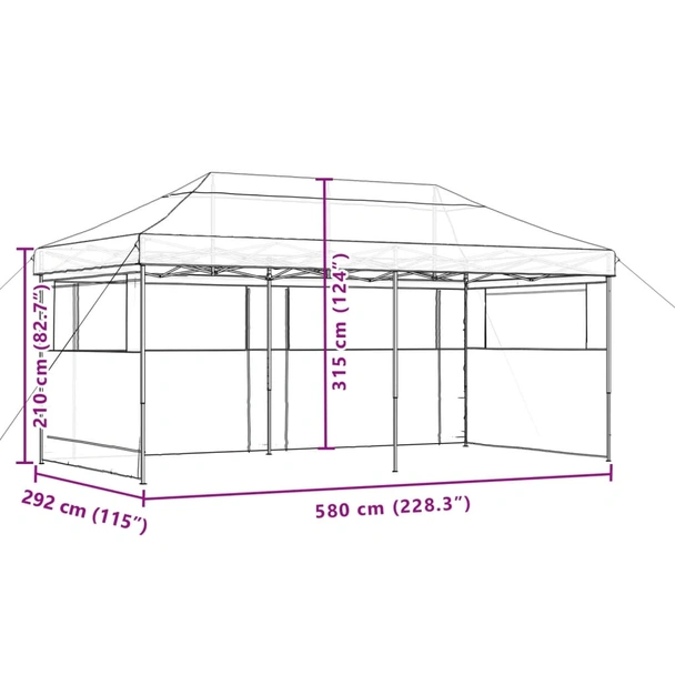 Pop-up парти шатра 5,8 x 2,9 м оранжева — оксфорд с PVC — 3 стени — стомана - Image 9