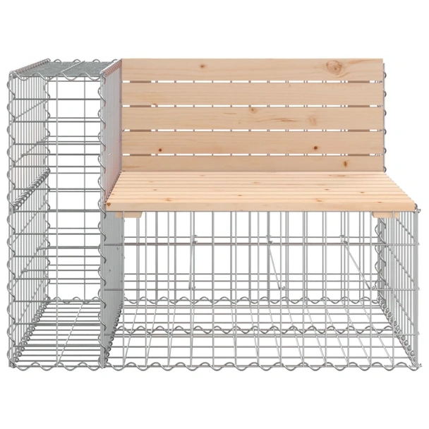 Градинска пейка с габион 184 × 71 × 65,5 см — бор масив — 2 части - Image 4