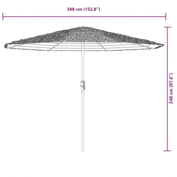 Градински чадър 3.9×3.9 м бял — слама — UV защита — стомана - Image 11