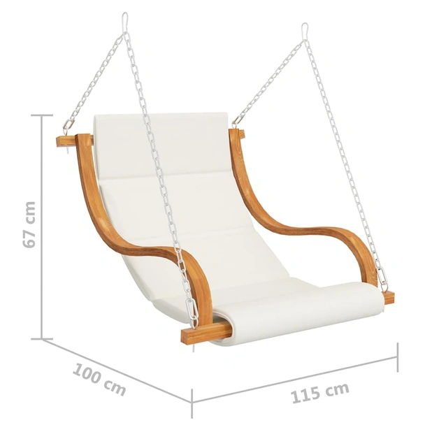 Люлеещ се стол 115×100×67 см кремав — извито дърво и Textilene — без рамка - Image 6