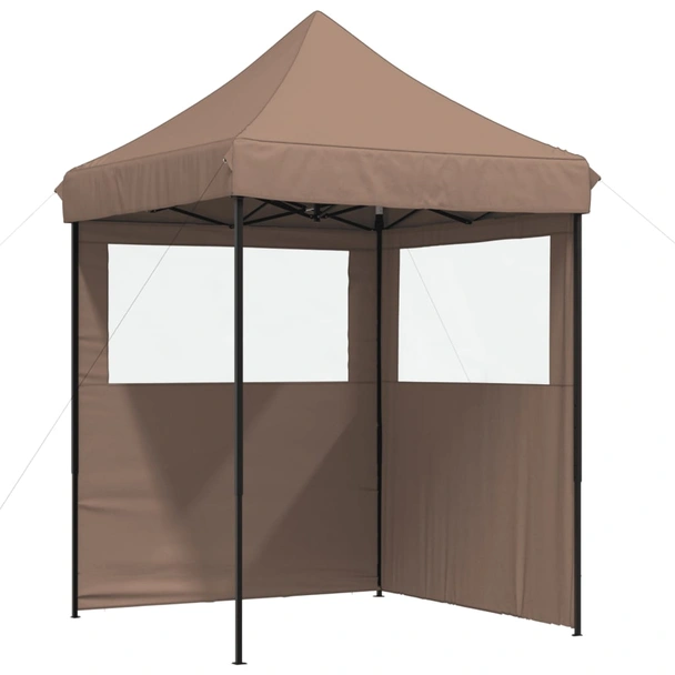 Pop-up парти шатра 2 x 2 м кафява — оксфорд с PVC — 2 стени — стомана - Image 2