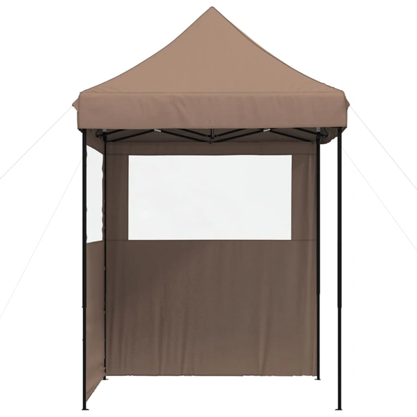 Pop-up парти шатра 2 x 2 м кафява — оксфорд с PVC — 2 стени — стомана - Image 5