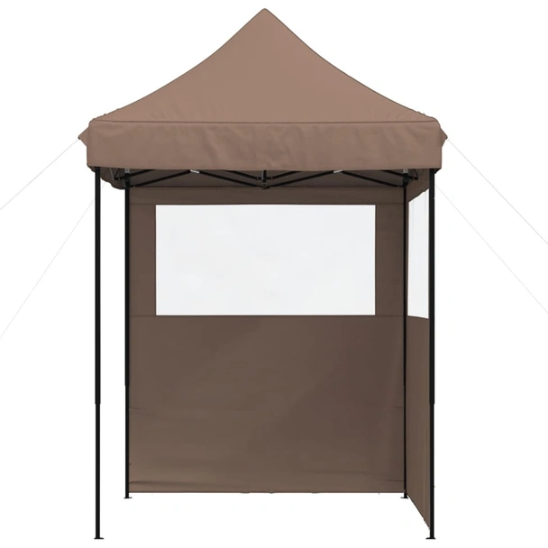 Pop-up парти шатра 2 x 2 м кафява — оксфорд с PVC — 2 стени — стомана - Image 3