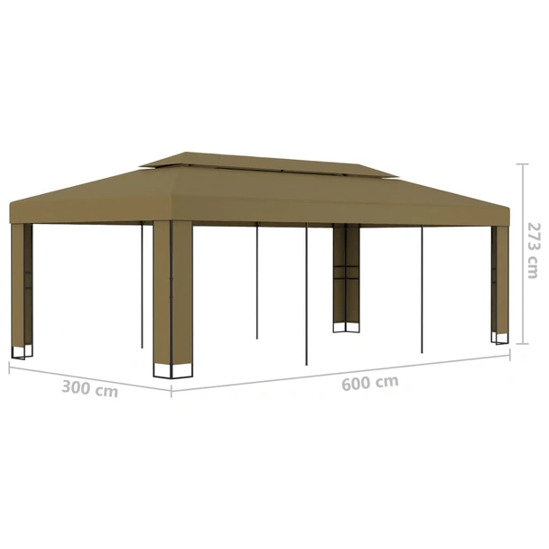 Шатра с двоен покрив 6 x 3 м таупе — полиестер 180 г/м² — стомана - Image 6