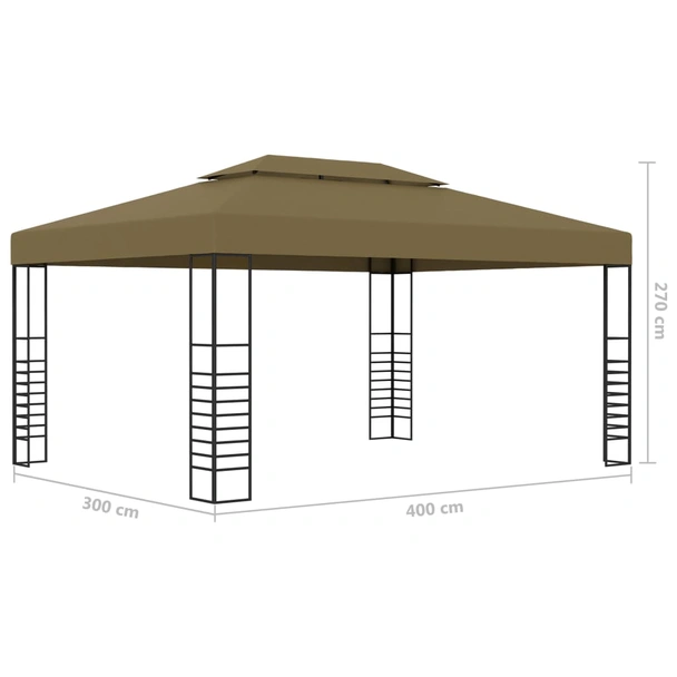 Шатра 3 x 4 м таупе — полиестер 180 г/м² — LED стрингове — стомана - Image 10