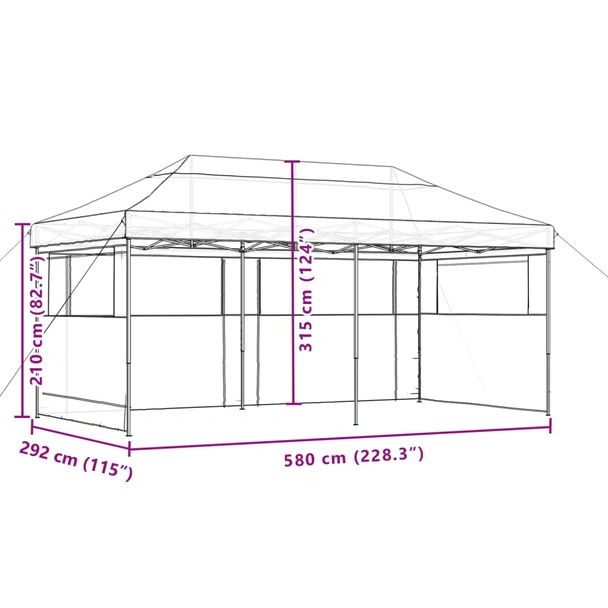 Pop-up парти шатра 5,8 x 2,9 м теракота — оксфорд с PVC — 3 стени — стомана - Image 9