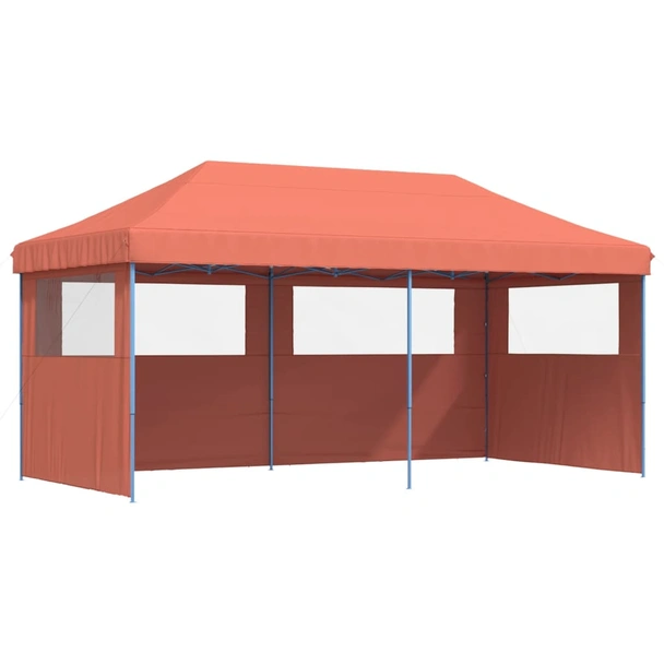 Pop-up парти шатра 5,8 x 2,9 м теракота — оксфорд с PVC — 3 стени — стомана - Image 2