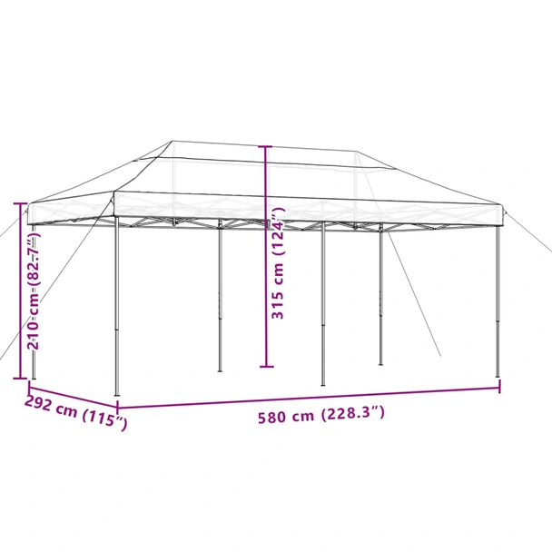 Pop-up парти шатра 5,8 x 2,9 м зелена — оксфорд с PVC — стоманена рамка - Image 9