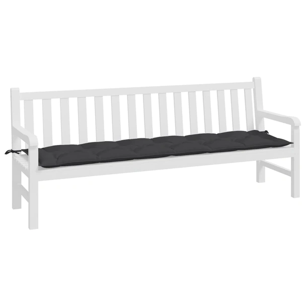 Възглавница за пейка 200x50x7 см черна — оксфорд плат - Image 3