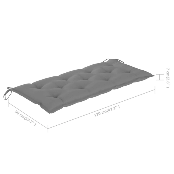Градинска пейка 120x55x90 см кафява — бамбук — сива възглавница - Image 11