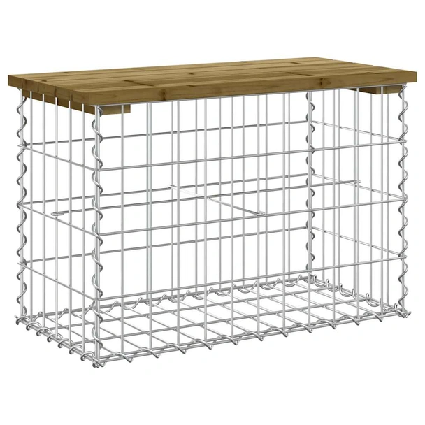 Градинска пейка 63x31,5x42 см — импрегниран бор — с габион - Image 2