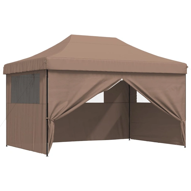 Pop-up парти шатра 4,4 x 2,9 м кафява — оксфорд с PVC — 4 стени — стомана - Image 8