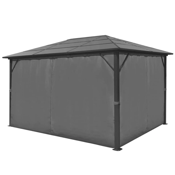 Шатра 4 x 3 м антрацит — поликарбонат 6 мм — 4 завеси с ципове — алуминий - Image 4
