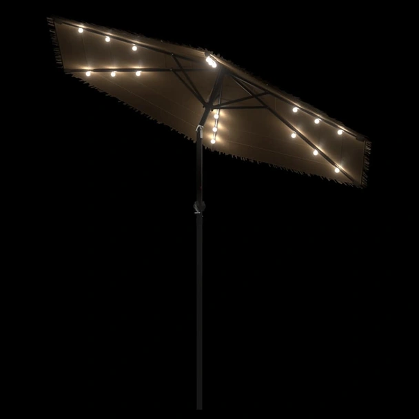 Градински чадър 2.23×2.23×2.13 м кафяв — слама — с LED — стоманен прът - Image 8