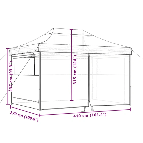 Pop-up парти шатра 4,1 x 2,8 м бежова — оксфорд с PVC — 4 стени — стомана - Image 10