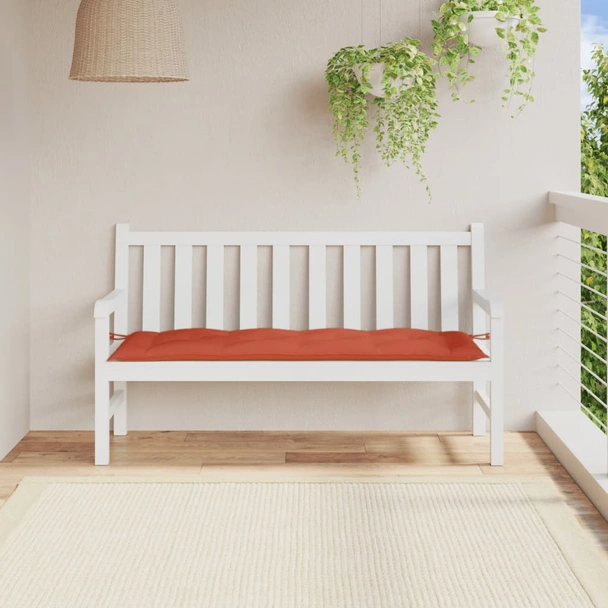 Възглавница за пейка 150x50x7 см меланж червена — 100% полиестер - Image 3