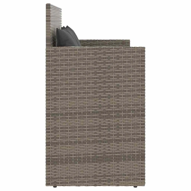 Пейка за съхранение 120×50×90,5 см сива — PE ратан — с възглавница - Image 5