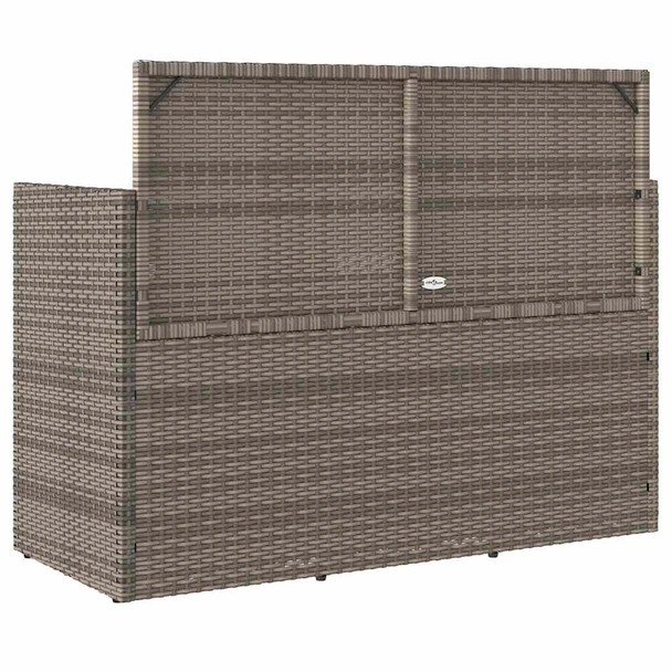 Пейка за съхранение 120×50×90,5 см сива — PE ратан — с възглавница - Image 6