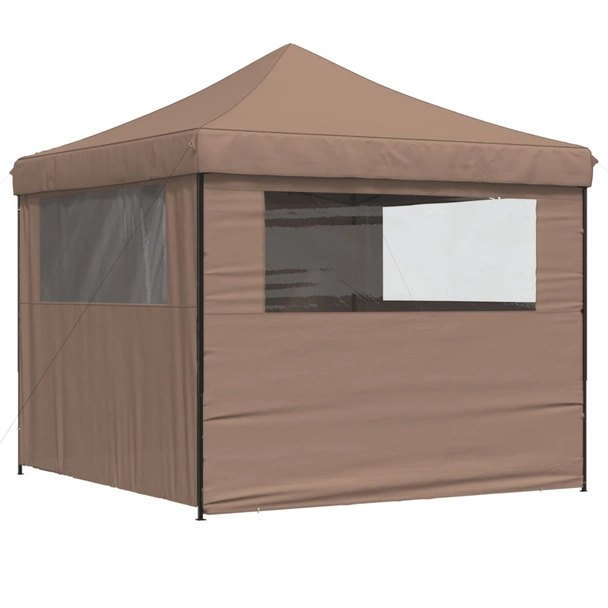 Pop-up парти шатра 2,9 x 2,9 м кафява — оксфорд с PVC — 4 стени — стомана - Image 5