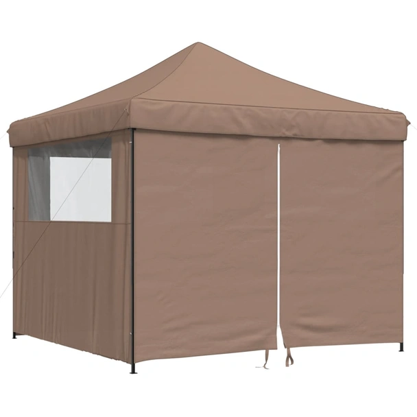 Pop-up парти шатра 2,9 x 2,9 м кафява — оксфорд с PVC — 4 стени — стомана - Image 2