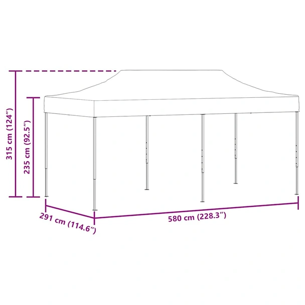 Pop-up парти шатра 5,8 x 2,9 м антрацит — оксфорд PVC — стомана - Image 15