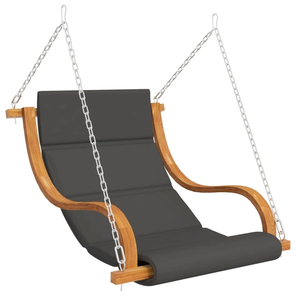 Дървен стол-люлка 175×101×161,5 см антрацит — смърч с тиков финиш — със сенник - Image 3