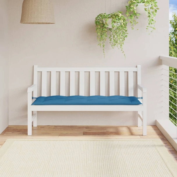 Възглавница за пейка 150x50x7 см меланж синя — 100% полиестер - Image 3