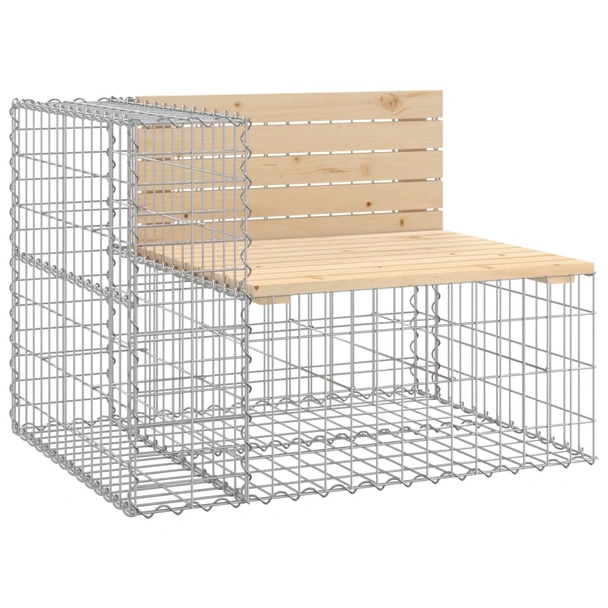 Градинска пейка габион 287 × 71 × 65,5 см — бор масив — 3 части - Image 3