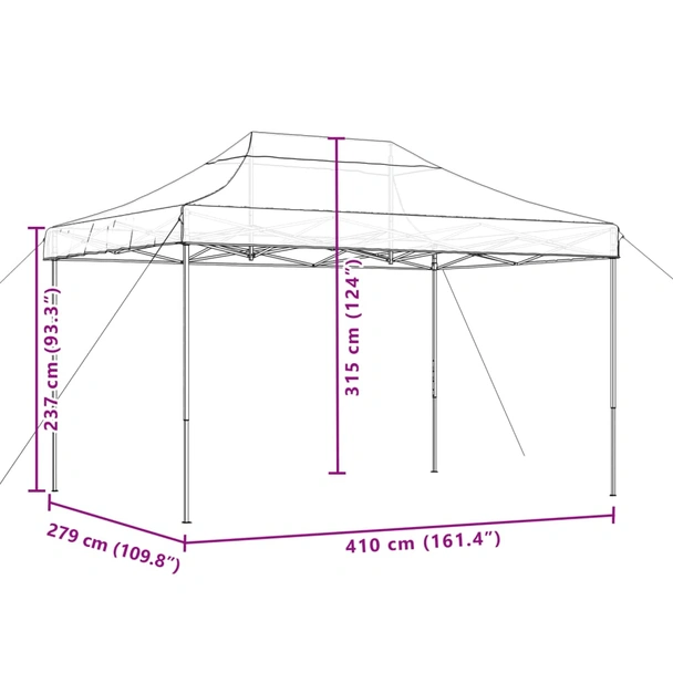 Pop-up парти шатра 4,1 x 2,8 м кафява — оксфорд с PVC — стоманена рамка - Image 9