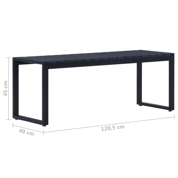 Градинска пейка 120,5×40×45 см черна — PS дъска — желязна рамка - Image 5