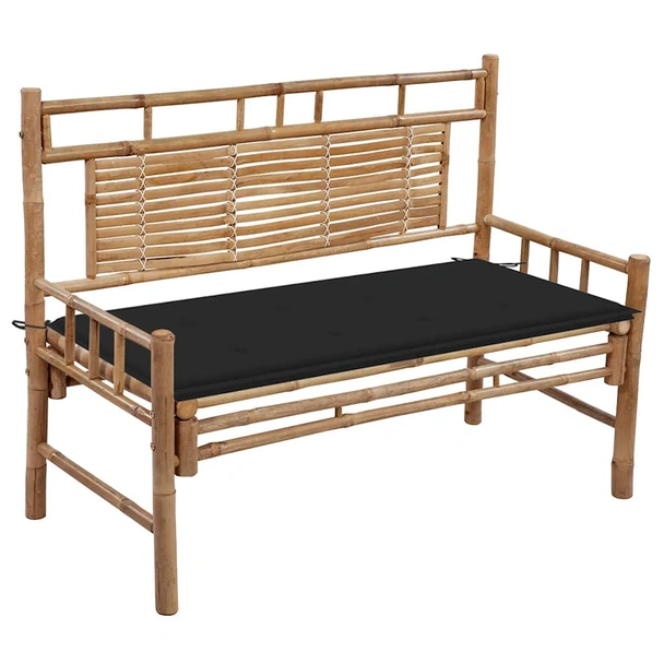 Градинска пейка 120x55x90 см кафява — бамбук — черна (4 см)