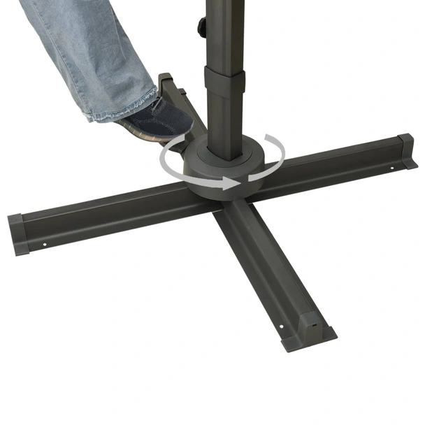 Конзолен градински чадър 3 x 3 м бежов — полиестер с PA — двоен покрив и стойка — алуминиева рамка - Image 8