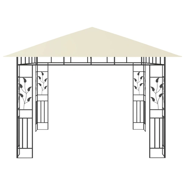 Шатра 3 x 3 м кремава — полиестер 180 г/м² — комарник и LED — стомана - Image 6